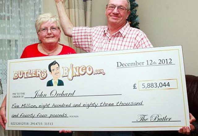 Butlers Bingo Cheque