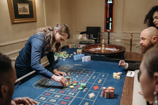 Roulette Table and Croupier