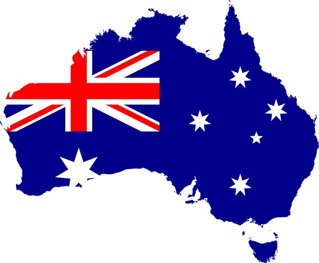 Australia coloured with flag